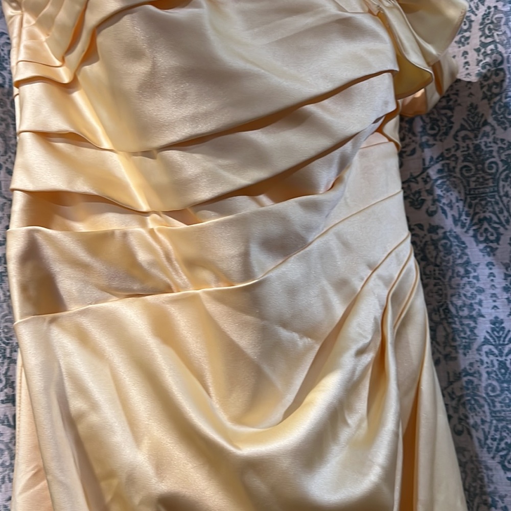 Davids Bridal Golden Yellow Gown Prom Homecoming Dress - Picture 9 of 13